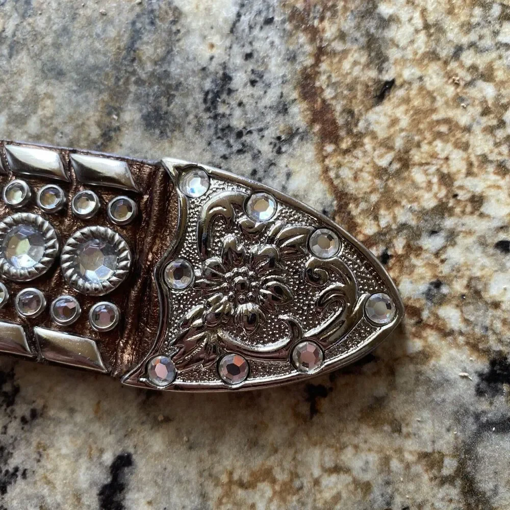 Women's Belt Size M Italian Leather Belt 32 X 1.5 in Rhinestone and Studded Belt